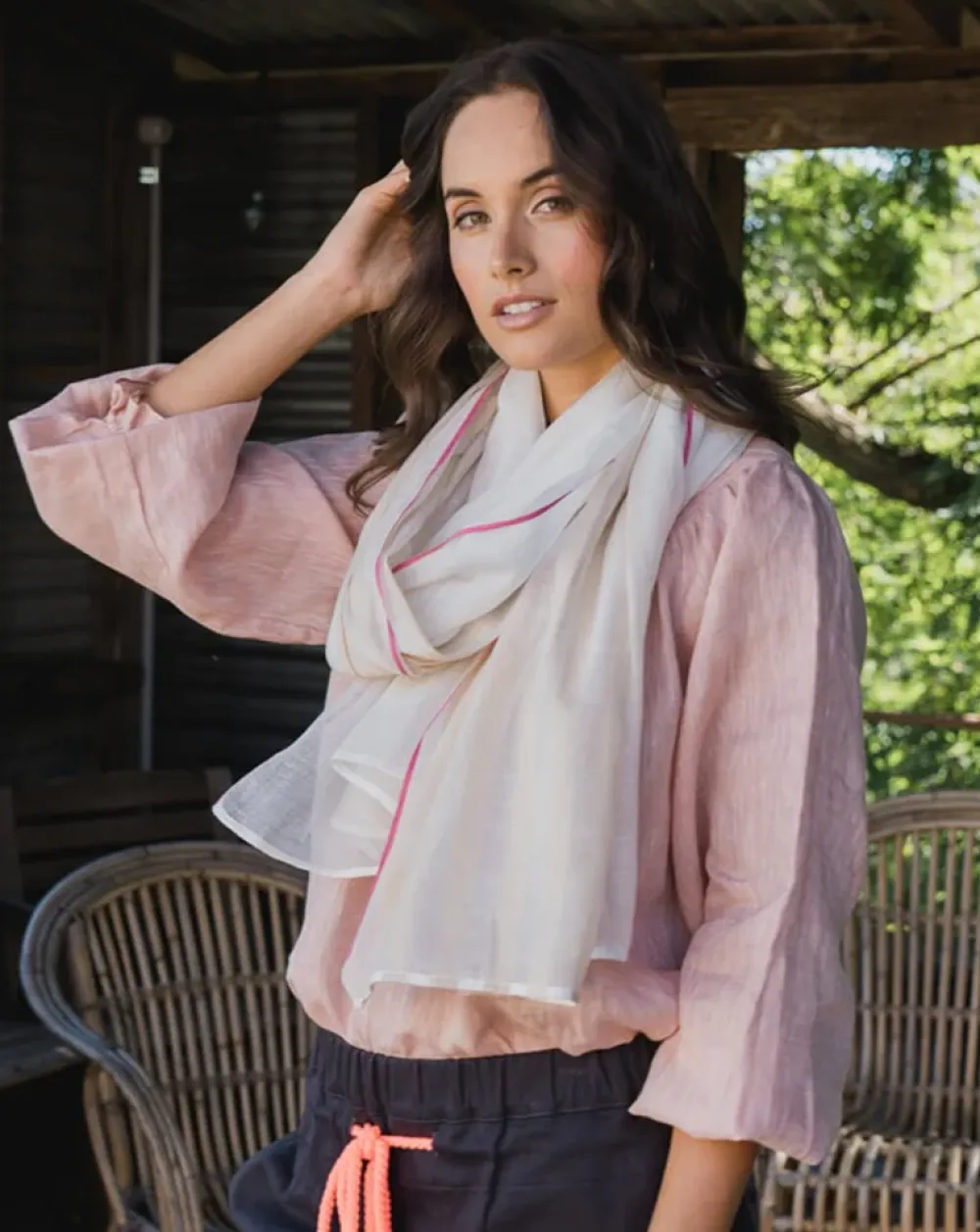 ELMS+KING EK Scarf - Taupe Stripe