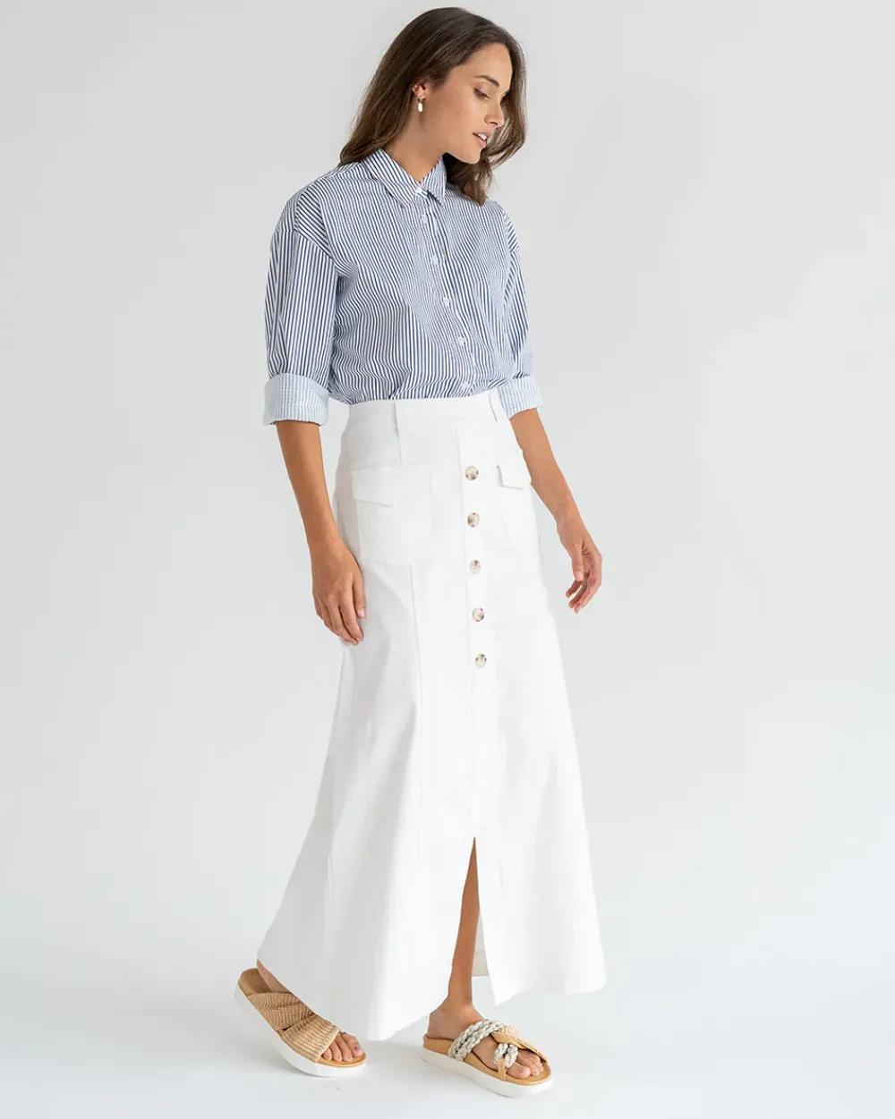 ELMS+KING Hudson Maxi Skirt - White