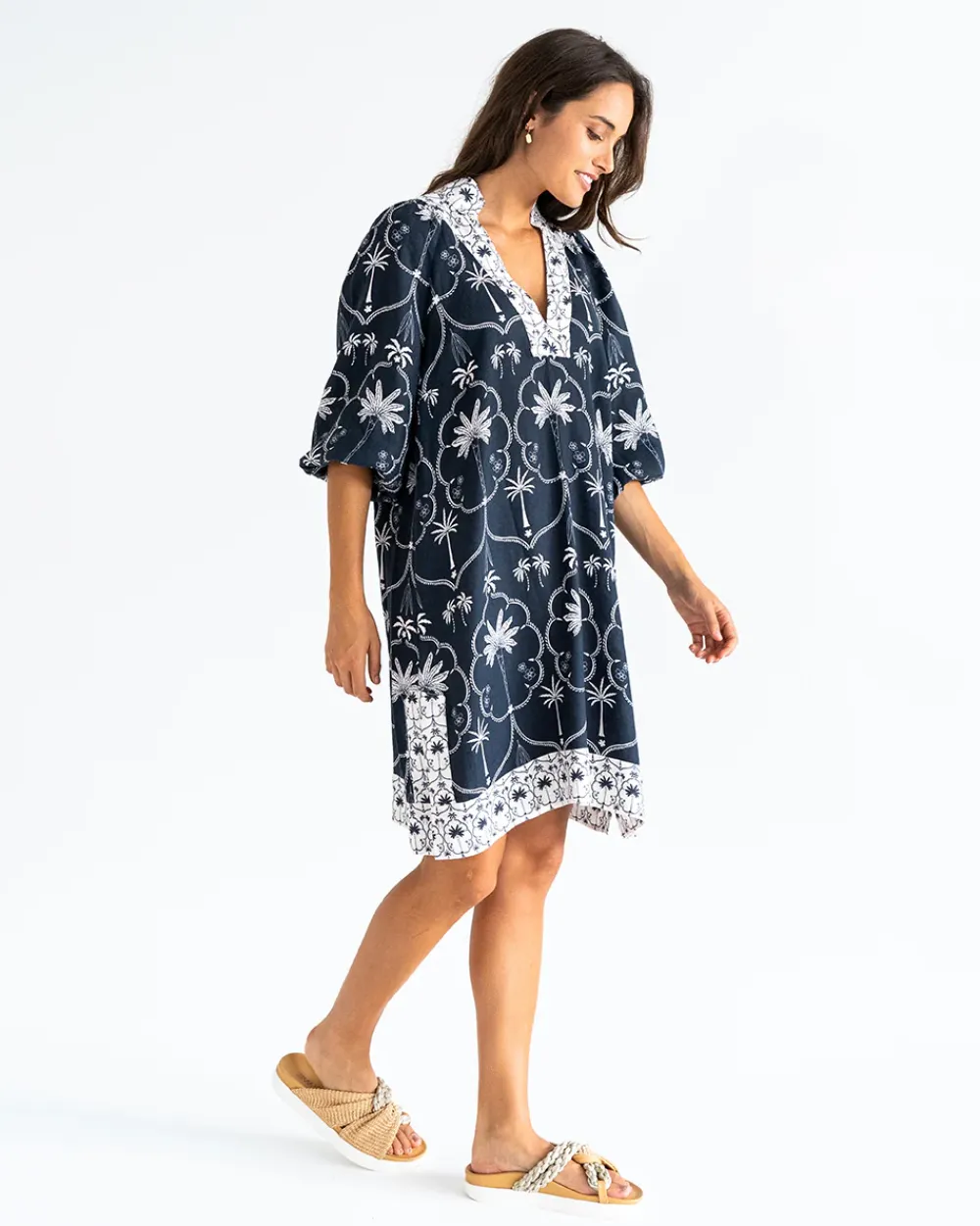 ELMS+KING Salvador Kaftan - Navy Palm